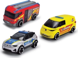 Spasilački set Dickie SOS 3-pack – vatrogasno, policijsko i ambulantno vozilo 1:36