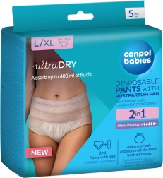 Canpol babies jednokratne poslijeporođajne gaćice s uloškom 2u1 L/XL, 5 kom