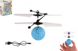 Leteća helikopterska kugla s LED svjetlom i upravljanjem dlanom, USB punjenje, plava