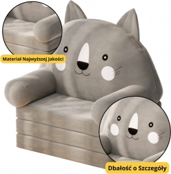 Sklopiva dječja fotelja Mačka Siva s 3 razine