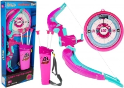 Luk sa štitom + 3 strijele s usisnim čašicama ružičasti