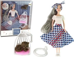 Lutka EMILY sa sivom kosom s mačićem i ljuljačkom