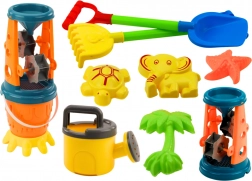 Set za pijesak Mlin za pijesak Lopatica Grabeljice Kanta za zalijevanje Kalupi Kanta 10 elemenata