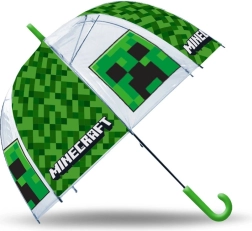 Prozirni ručni kišobran MINECRAFT zeleni
