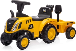 Kids ride-on CAT tractor with trailer and tools, yellow