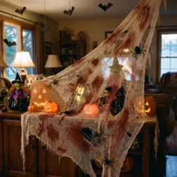Tekstilna dekoracija za Halloween, crveno-bijela, 91 x 76 cm