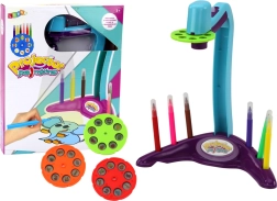 Projektor za crtanje s 3 izmjenjiva diska i flomasterima, ljubičasti