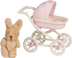 Lundby kolica s plišanim zečićem za kućicu za lutke