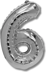 Foliodni balon broj 6 srebrni 40 cm