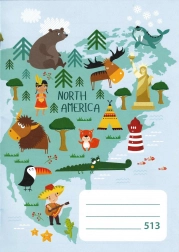 Školska bilježnica A5, crtana, Sjeverna Amerika, 10 listova