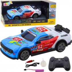 Utrkaći automobil na daljinsko upravljanje s LED-om i vodenom parom, plavi 1:22