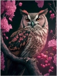 Dijamantna mozaika - Sova u ružama