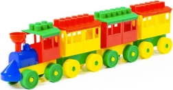 Plastic construction train set with 3 carriages