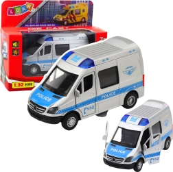 Metalni policijski automobil 1:32 s pull back pogonom, svjetlima i zvukovima