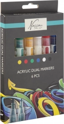 Dvostrani akrilni markeri NASSAU FINE ART, 6 boja