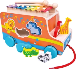 Drveni kamiončić Bino s umetaljkom i ksilofonom