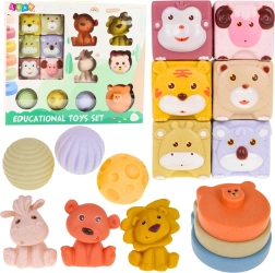 Set mekih senzoričkih građevnih igračaka sa životinjama od eko gume, 18 kom