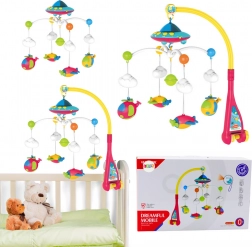 Dječji vrteći mobil za krevetić UFO s avionima i projektorom
