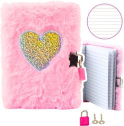 Plišani dnevnik s lokotom, ružičasto srce A6, 80 listova