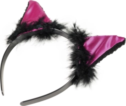 Karnevalska traka za glavu Mačka s ušima i perjem