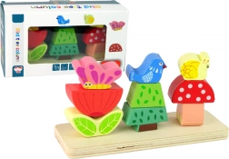 Drvena slagalica cvijet, leptir i ptica