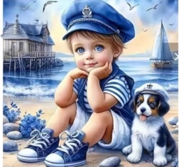 Dijamantno slikanje Mali mornar 30 × 40 cm