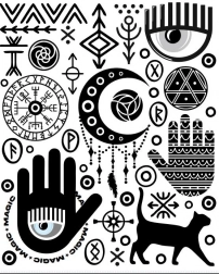 Naljepnice za peglanje – mistični simboli, veliki arak 20 × 30 cm