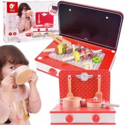 Drvena kuhinja 2u1 s roštiljem i štednjakom za djecu 22 kom