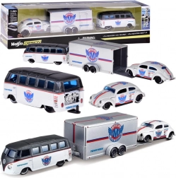 Maisto metalni set 1:64 – Volkswagen Van Samba s prikolicom i Volkswagen Beetle