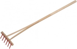 Teddies dječje grablje s drvenom drškom 90 cm – Crvene