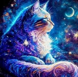Dijamantno slikanje Svemirska mačka 30x40 cm