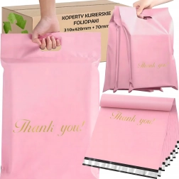 Ružičaste poštanske poly vrećice s ručkom 310 × 420 + 70 mm, 50 kom