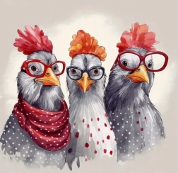Diamond painting chicken with glasses 30 × 40 cm