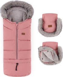 Petite&Mars zimski set: zimska vreća Arctic 4u1 i rukavice za kolica Furry old rose