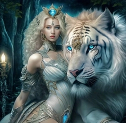 Dijamantno slikanje djevojka s tigrom 30 × 40 cm