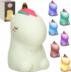 Silikonska dječja dodirna noćna lampica jednorog RGB, bijela