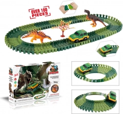 Promjenjiva staza s dinosaurusima – 100 dijelova sa svjetlećim autićem