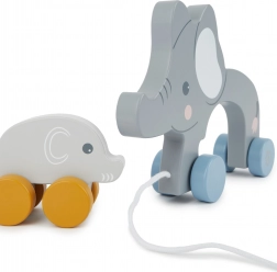 Bieco drvena igračka na povlačenje slonovi