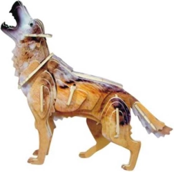 Drvene 3D puzzle vuk u boji – WOODCRAFT