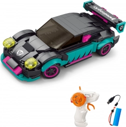 Konstrukcijski set tirkiznog RC automobila na daljinsko upravljanje 17 cm, 265 dijelova