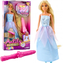 Lutka Anlily u plavoj balskoj haljini s dodacima za uređivanje kose