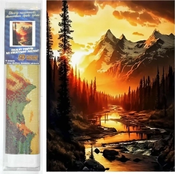 Dijamantno slikanje - Planinska rijeka u zalasku sunca 30x40 cm