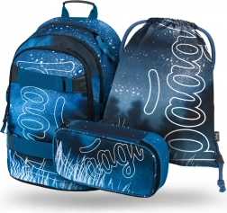 Školski set BAAGL Skate Steel: ruksak, pernica i vrećica