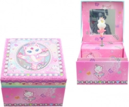 Ružičasta glazbena kutija za nakit s mačkom balerinom