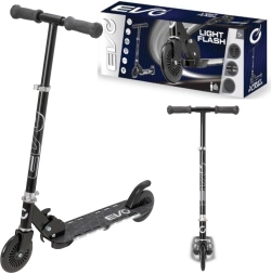 EVO Light Flash sklopivi dječji romobil s podesivom upravljačkom šipkom, crni, svjetleća podestna ploča