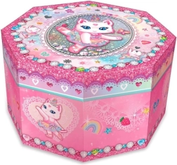 osmerokutna glazbena kutijica za nakit – mačka balerina