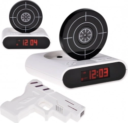 Budilica s mete u obliku mete i pištoljem, igra i snimanje alarma