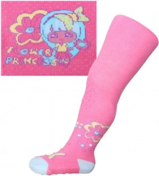 Pamučne tajice/štrample New Baby s 3× ABS – ružičaste Flower Princess, veličina 104–110