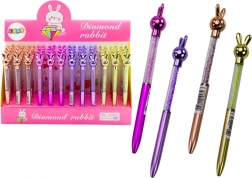 Kuglična olovka sa zečićem i kristalićima, plava tinta 0,7 mm, mix boja