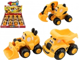 plastični građevinski autić za najmlađe 9 cm, 3 vrste, slobodan hod, 12 kom u kutiji